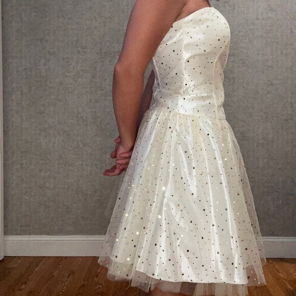 Cream strapless Y2K Vintage Jessica McClintock for Gunne Sax dress - Picture 4 of 7